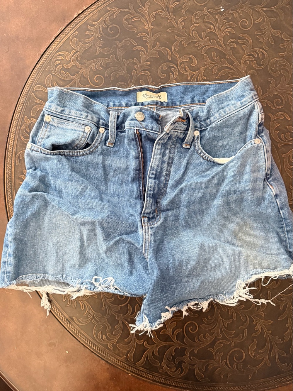 Madewell Light Wash Frayed Hem Denim Shorts